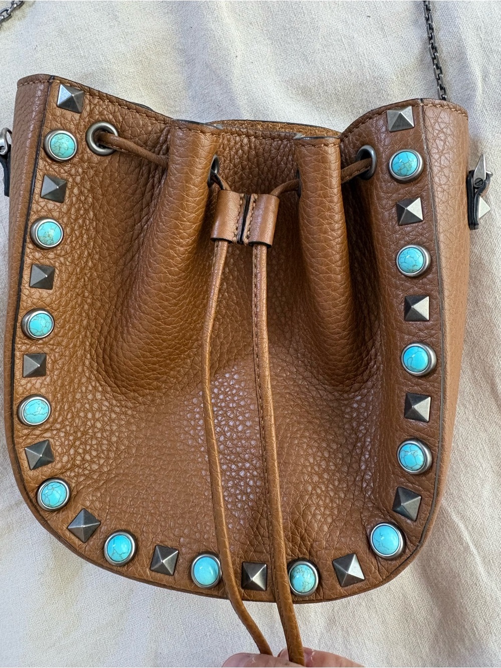 Valentino cross body brown leather purse - Picture 4 of 7